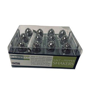RSVP‎ Classic Kitchen Basics Salt & Pepper Shakers QTY 12 Box Basket Glass